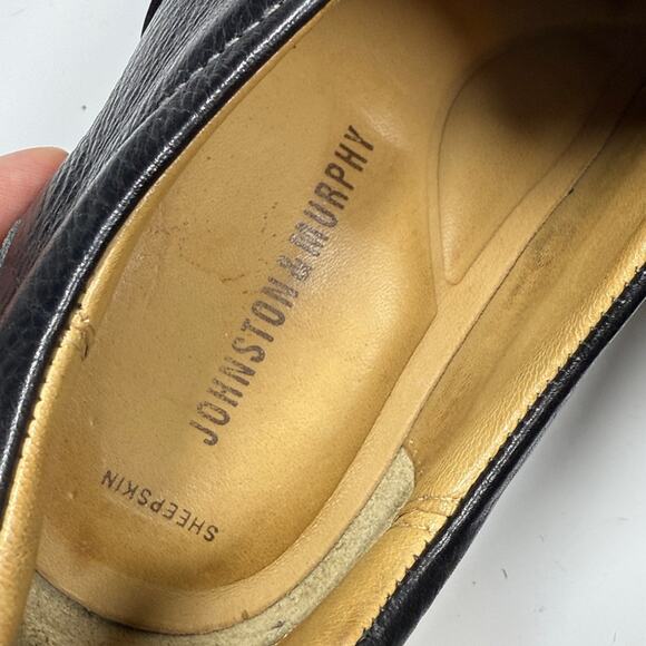 Johnson & Murphy Black Slip-On Leather Sheepskin Loafers Shoes S-472 Sz 8.5 main image 4